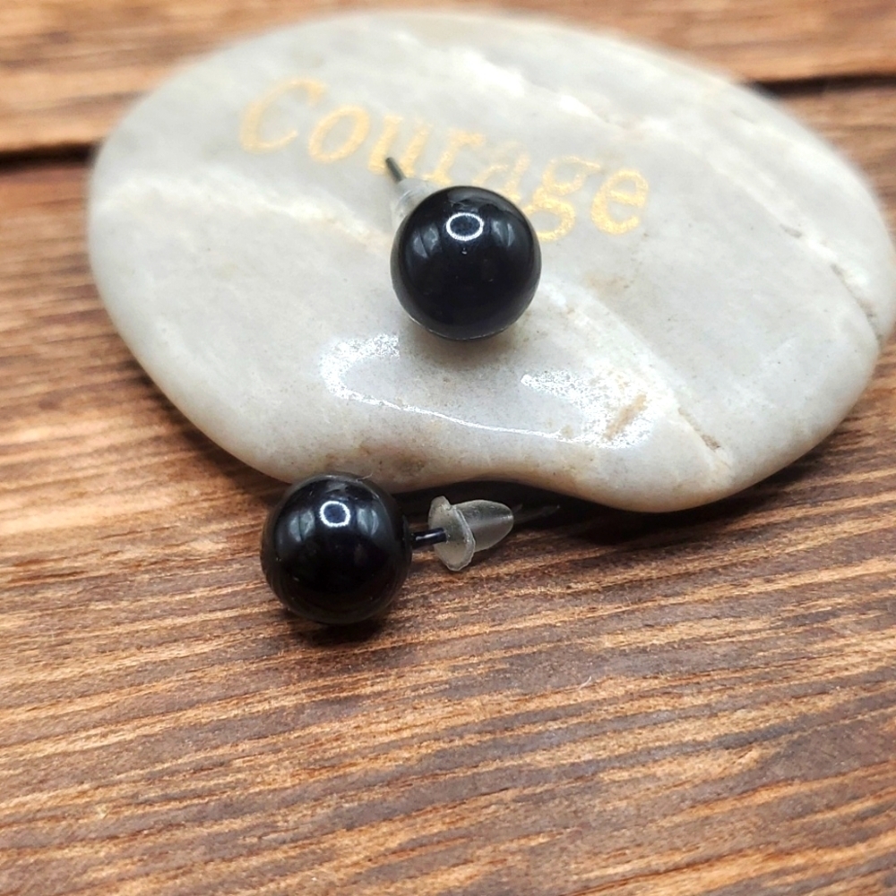 E413 Gothic black bulb earrings‎ for pierced ears nwt